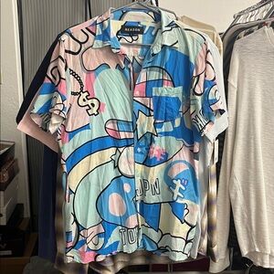 Reason Multicolor Graphic Casual Button Down Shirt